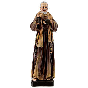 Figura Święty Pio z Pietrelciny, ścier drzewny, malowana, 20 cm, Val Gardena