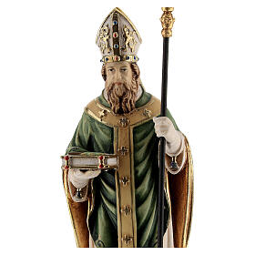 Statue aus Holz Heiliger Patrick mit Stock farbig, Grödnertal