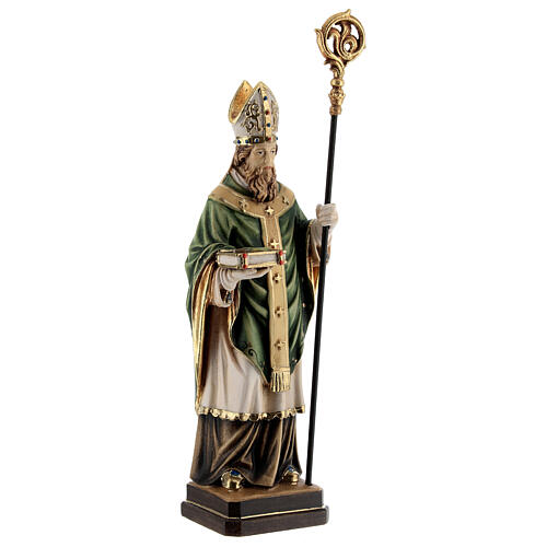 Statue aus Holz Heiliger Patrick mit Stock farbig, Grödnertal 4
