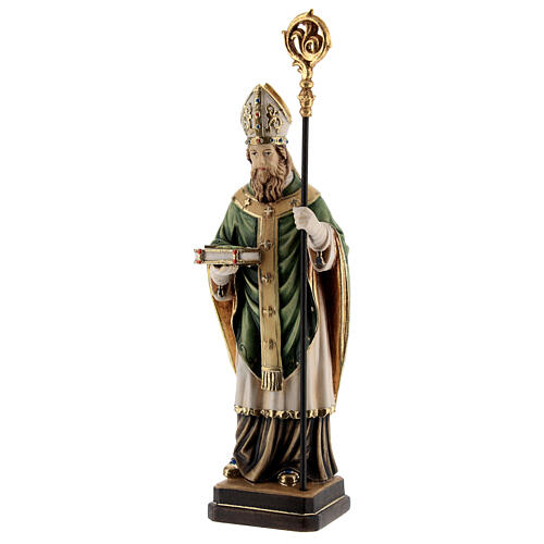 St Patrick statue with crozier, colored Valgardena wood 3