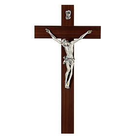 Wood crucifix with metallic body of Christ 25x13 cm