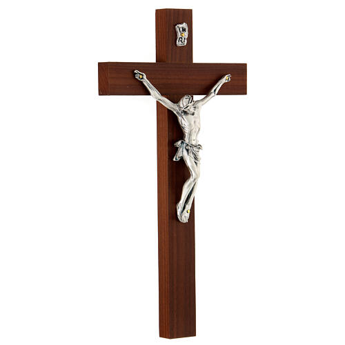 Wood crucifix with metallic body of Christ 25x13 cm 3