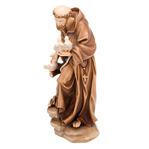 Saint François d'Assise avec colombes, statue bois 3