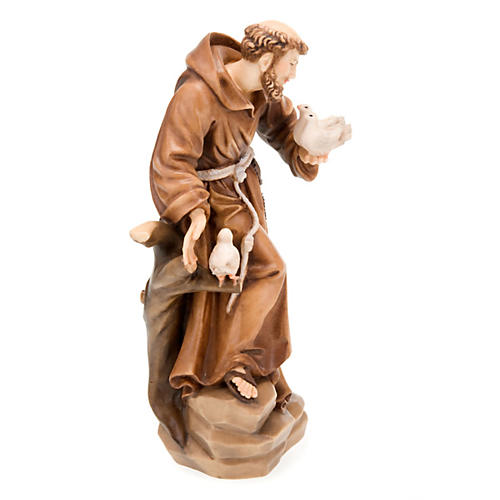 Saint François d'Assise avec colombes, statue bois 4