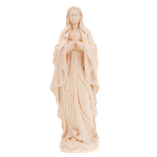 Vierge de Lourdes bois naturel 20cm 6