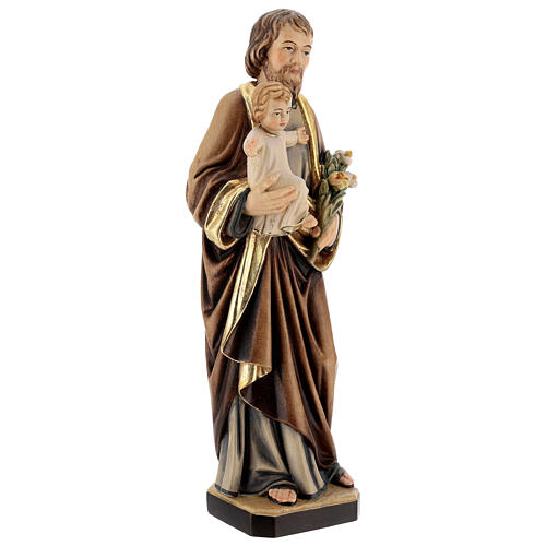 Statue en bois peint, St. Joseph avec enfant et lys 5