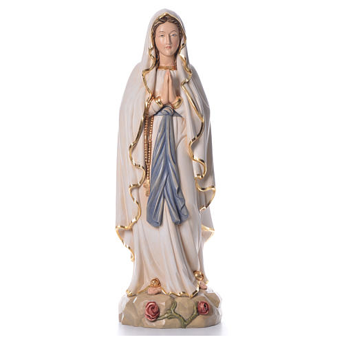 Statue Marie et la famille argile réfractaire base bois 6