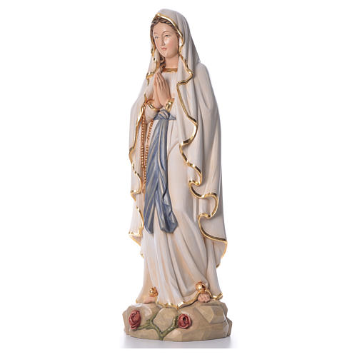 Statue Marie et la famille argile réfractaire base bois 7