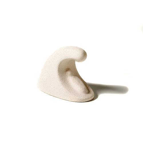 Virgem com menino estilizada argila branca 6,5 cm 2