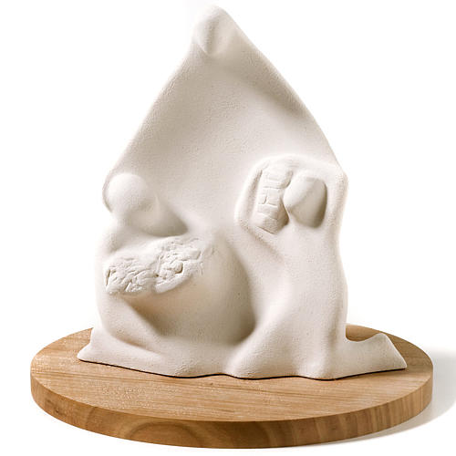 Madonna del Lavoro argilla bianca su base 20,5 cm 1