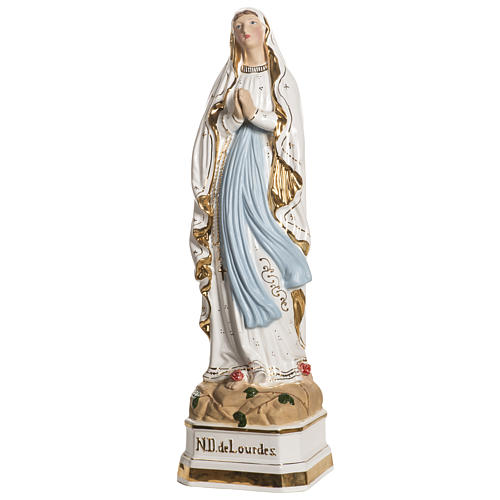 Our Lady of Lourdes ceramic statue with golden decoration, 50 cm 2