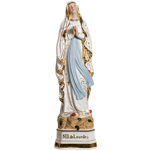 Our Lady of Lourdes ceramic statue with golden decoration, 50 cm 1