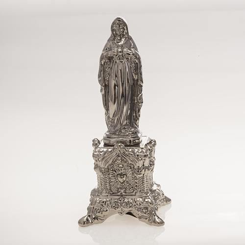 Ceramic statue, platinum colour, Sacred Heart of Mary on throne 1