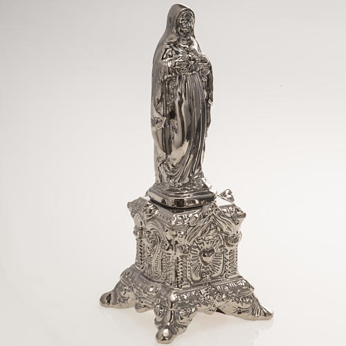 Ceramic statue, platinum colour, Sacred Heart of Mary on throne 2