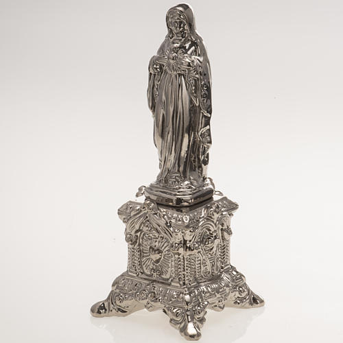 Ceramic statue, platinum colour, Sacred Heart of Mary on throne 3