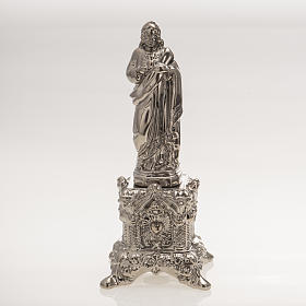 Statua ceramica platino Sacro Cuore Gesù su tronetto