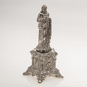 Statua ceramica platino Sacro Cuore Gesù su tronetto
