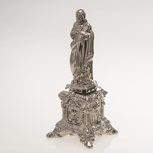 Statua ceramica platino Sacro Cuore Gesù su tronetto 3