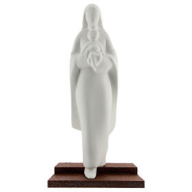 Imagem argila refratária Nossa Senhora com Menino Jesus base madeira 13 cm