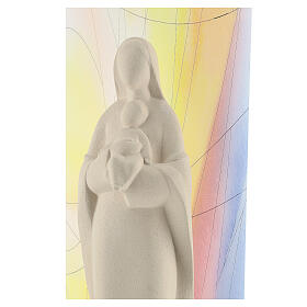 Statue aus Ton Maria mit Jesuskind vor farbigem Plexiglas, 30 cm