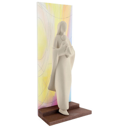 Statue aus Ton Maria mit Jesuskind vor farbigem Plexiglas, 30 cm 4