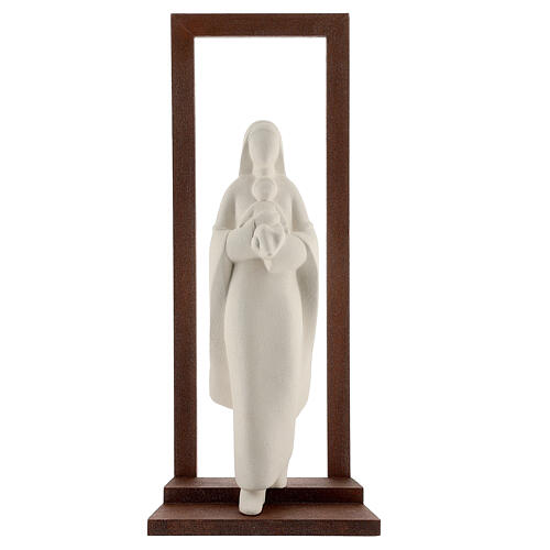 Statue aus Ton Maria mit Jesuskind mit Rahmen, 32 cm 1