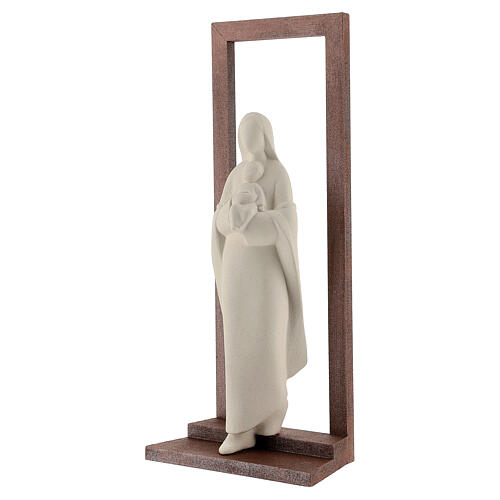 Statue aus Ton Maria mit Jesuskind mit Rahmen, 32 cm 3