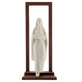 Mary with Baby Jesus statue, clay with wooden frame 32 cm