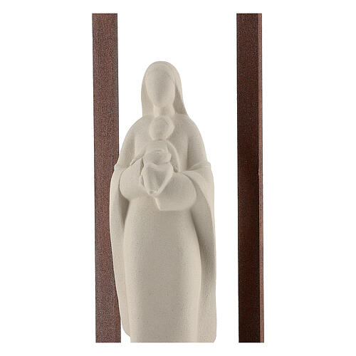 Mary with Baby Jesus statue, clay with wooden frame 32 cm 2