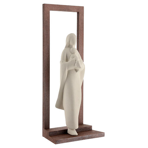 Mary with Baby Jesus statue, clay with wooden frame 32 cm 4