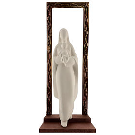 Statue aus Ton Maria mit Jesuskind mit verziertem Rahmen, 32 cm