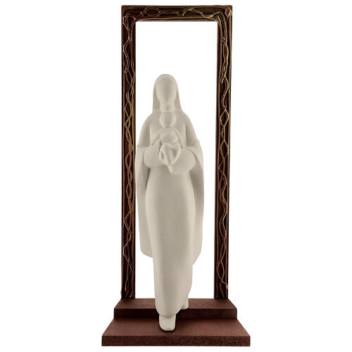 Imagem de argila refratária Nossa Senhora com Menino Jesus moldura decorada 32 cm 1