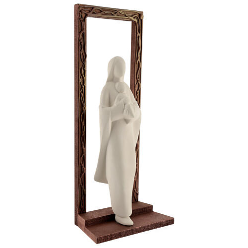 Imagem de argila refratária Nossa Senhora com Menino Jesus moldura decorada 32 cm 4