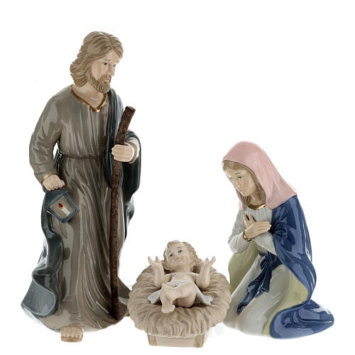 Set Sacra Famiglia porcellana colorata Navel 4pz h 40 cm 1