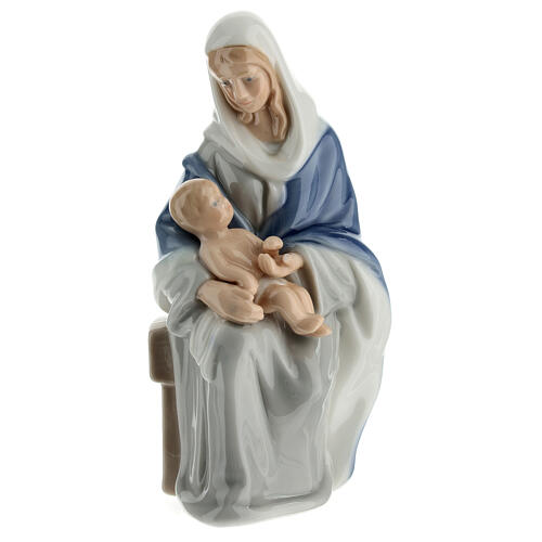Statue Vierge à l'Enfant assise porcelaine Navel 13 cm 1