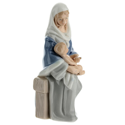 Statue Vierge à l'Enfant assise porcelaine Navel 13 cm 3
