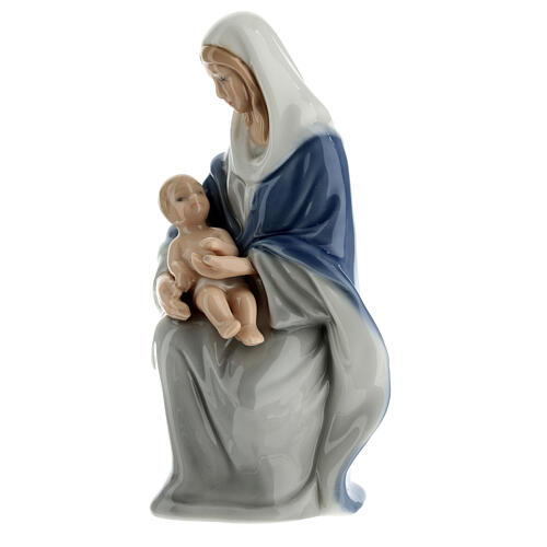 Sitting Virgin Mary with Child statue Navel porcelain 13 cm 2