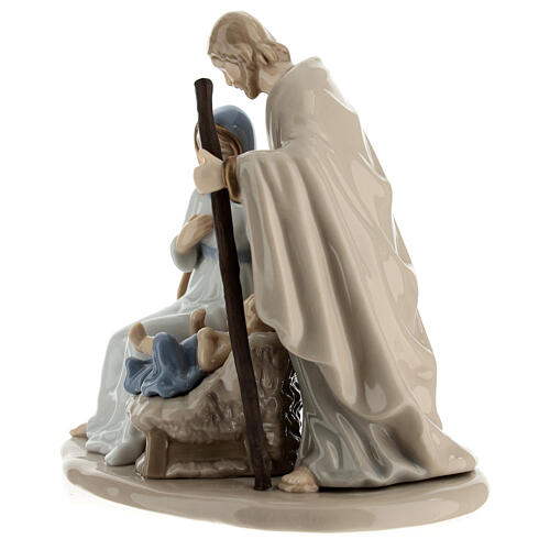 Holy Family statue in ivory blue porcelain Navel 15x15x10 cm 3