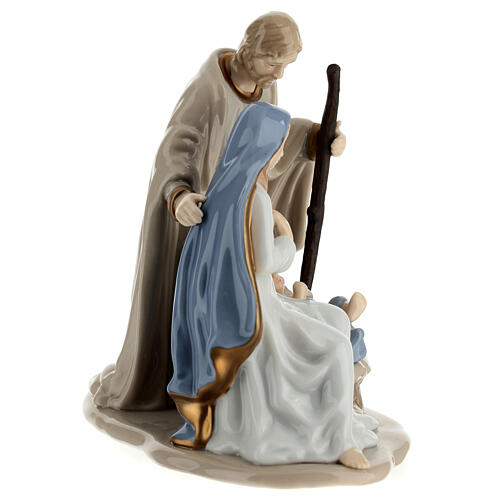 Holy Family statue in ivory blue porcelain Navel 15x15x10 cm 5