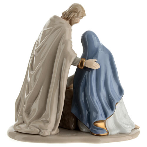 Holy Family statue in ivory blue porcelain Navel 15x15x10 cm 6