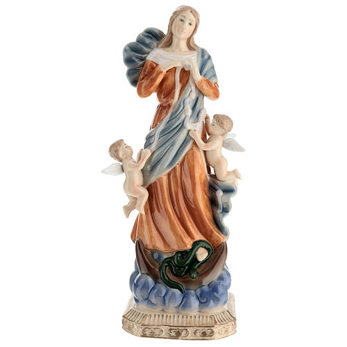 Statue of Mary Undoer of knots, Navel painted porcelain, 12 in 1