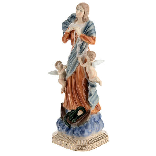 Statue of Mary Undoer of knots, Navel painted porcelain, 12 in 3