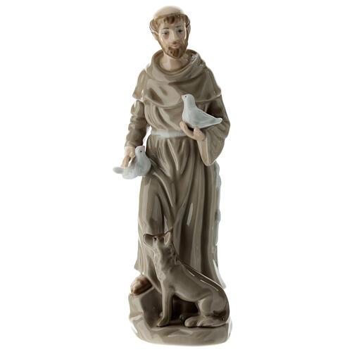 Statue Saint François porcelaine Navel colorée 20 cm 1