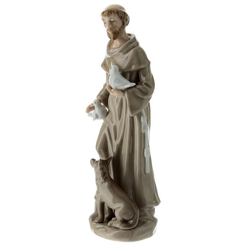 Statue Saint François porcelaine Navel colorée 20 cm 2