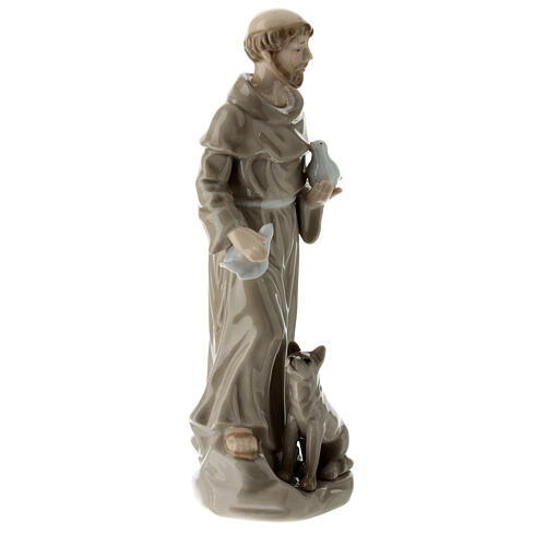 Statue Saint François porcelaine Navel colorée 20 cm 3