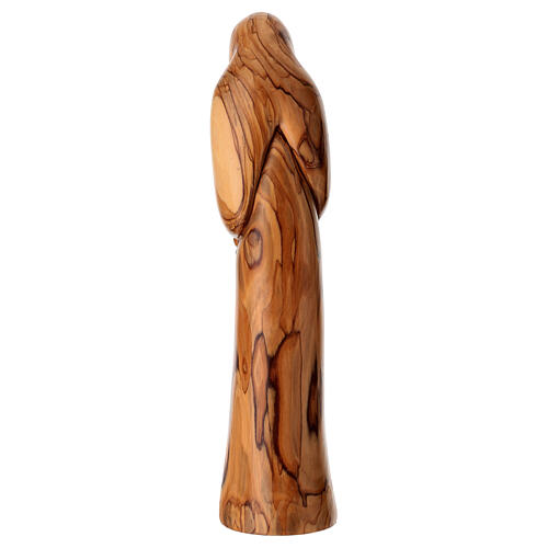 Statua legno d'ulivo Terrasanta Madonna con rosario 34 cm  4