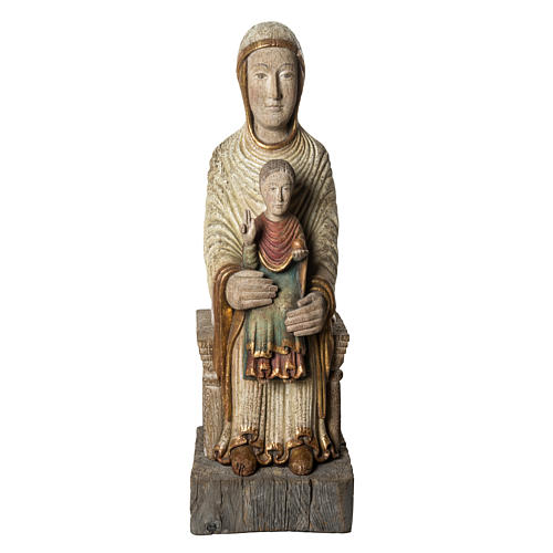 Seat of Wisdom statue in old finishing painted wood 72cm Bethlee 1