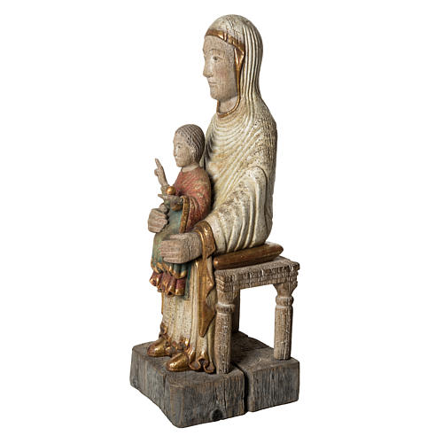 Seat of Wisdom statue in old finishing painted wood 72cm Bethlee 3