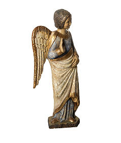 Ange au Sourire de Reims 72 cm legno finitura antica