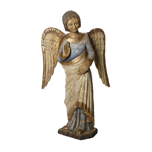 Ange du Sourire de Reims statue, 72cm in painted wood, Bethléem 1